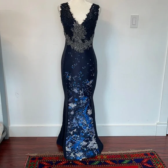 alberto makali blue dress Vintage Alberto Makali Painted Tulle Dress - S main image 1